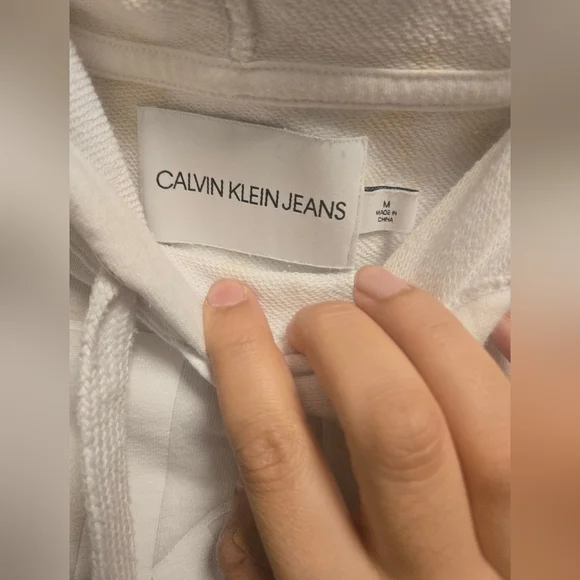 Calvin Klein Cream Crop Tie Front Hoodie Sz Medium - Picture 5 of 8